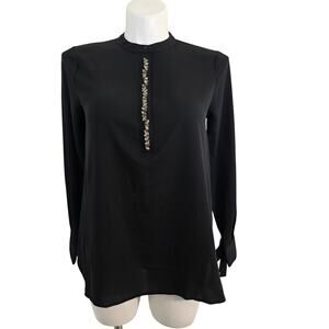 Simply Vera Vera Wang Black Embellished Chiffon blouse sz L